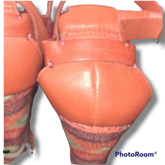 Zodiac Orange Leather Wedge Sandals - Picture 7 of 12